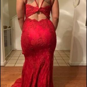 Red lace gown